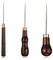 3-Piece Awl Tool Set – Wooden Handle Scratch Awl & Gourd Piercing Bradawl – Leather Punch Hole Tools for Craft, Shoe Repair & Woodworking – Reddish Brown